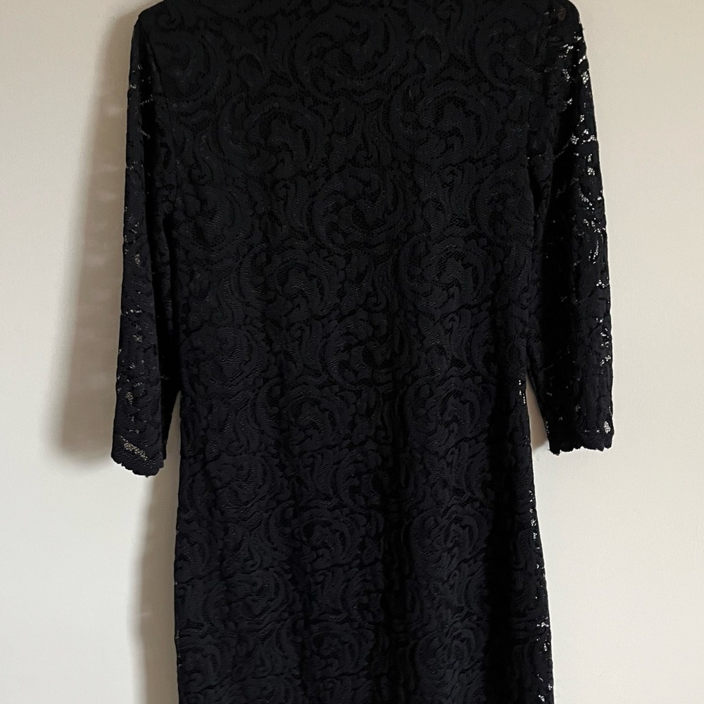 Garnet Hill Black Lace 3/4 Sleeve Classic Sheath Dress Women’s Size 6 EUC - Picture 6 of 16
